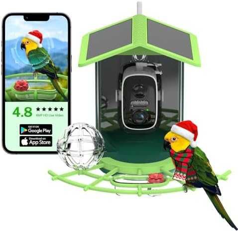 Нова Соларна камера хранилка за птици 4MP WiFi AI нощно виждане за дом