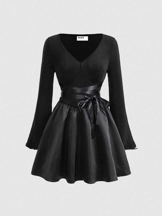 Елегантна черна рокля, Стилна черна рокля, Миди черна рокля