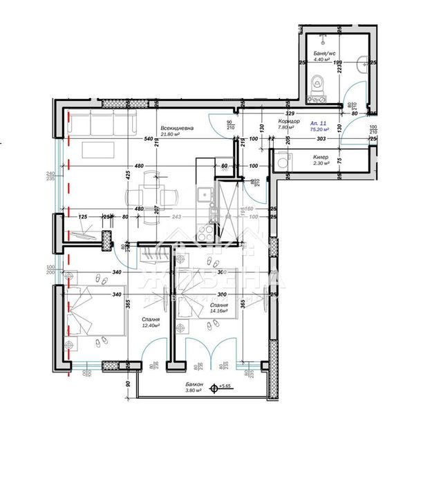 Продава се Тристаен апартамент в Варна, Кайсиева градина - 86 кв.м за 1919 €/кв.м - Снимка #2