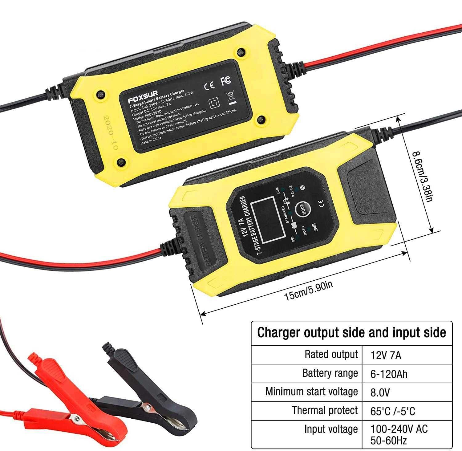 Redresor acumulatori auto, 12V-7 A , cu functie de reparare acumulator