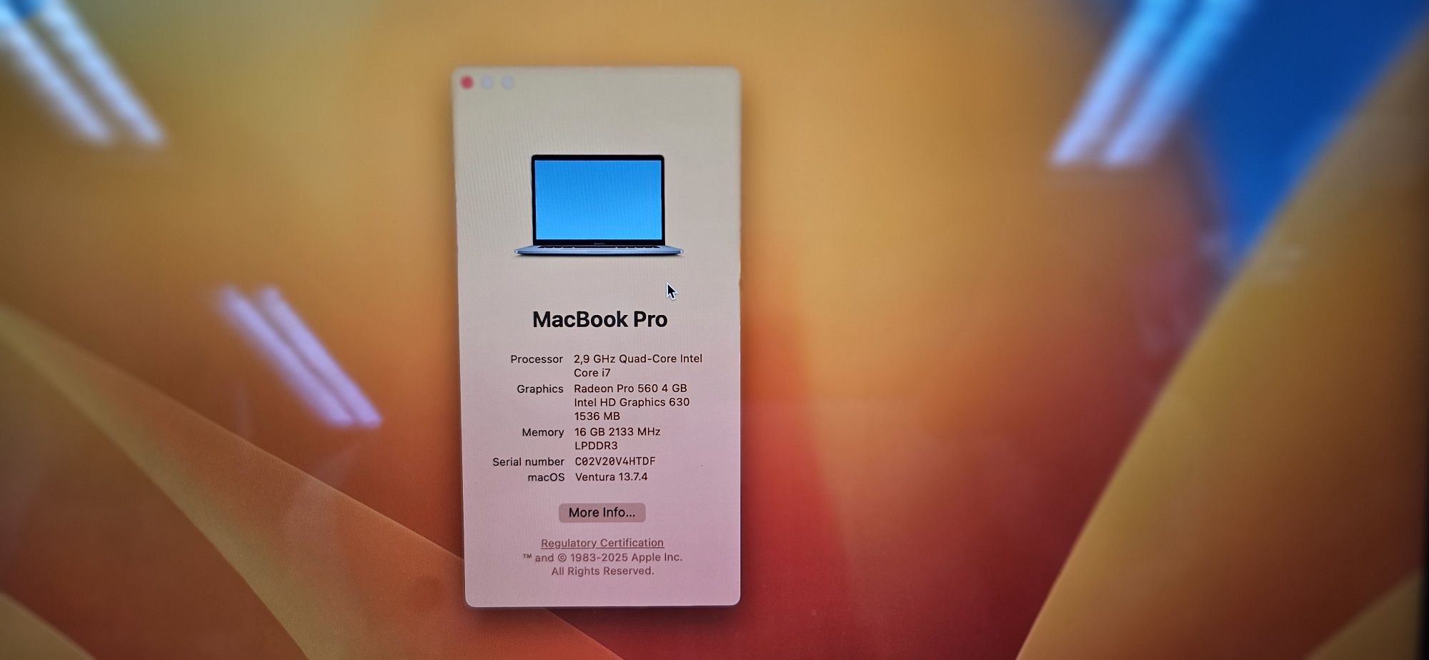 Macbook Pro A1707 ( Inteli7,512ssd,16gbram,radeonpro4gb)
