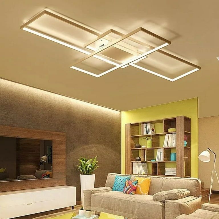 Голяма бяла LED лампа за таван 140W "бели правоъгълници" 140×78×8см