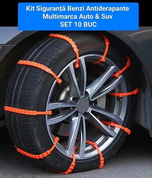 Benzi Anvelope Antiderapante 10buc Coliere Tip Lanțuri Auto