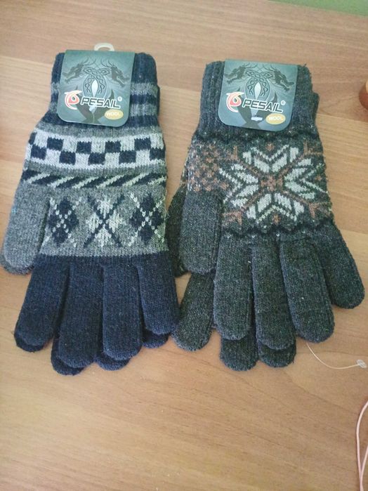 Mănuși lână,  noi, set 2 perechi