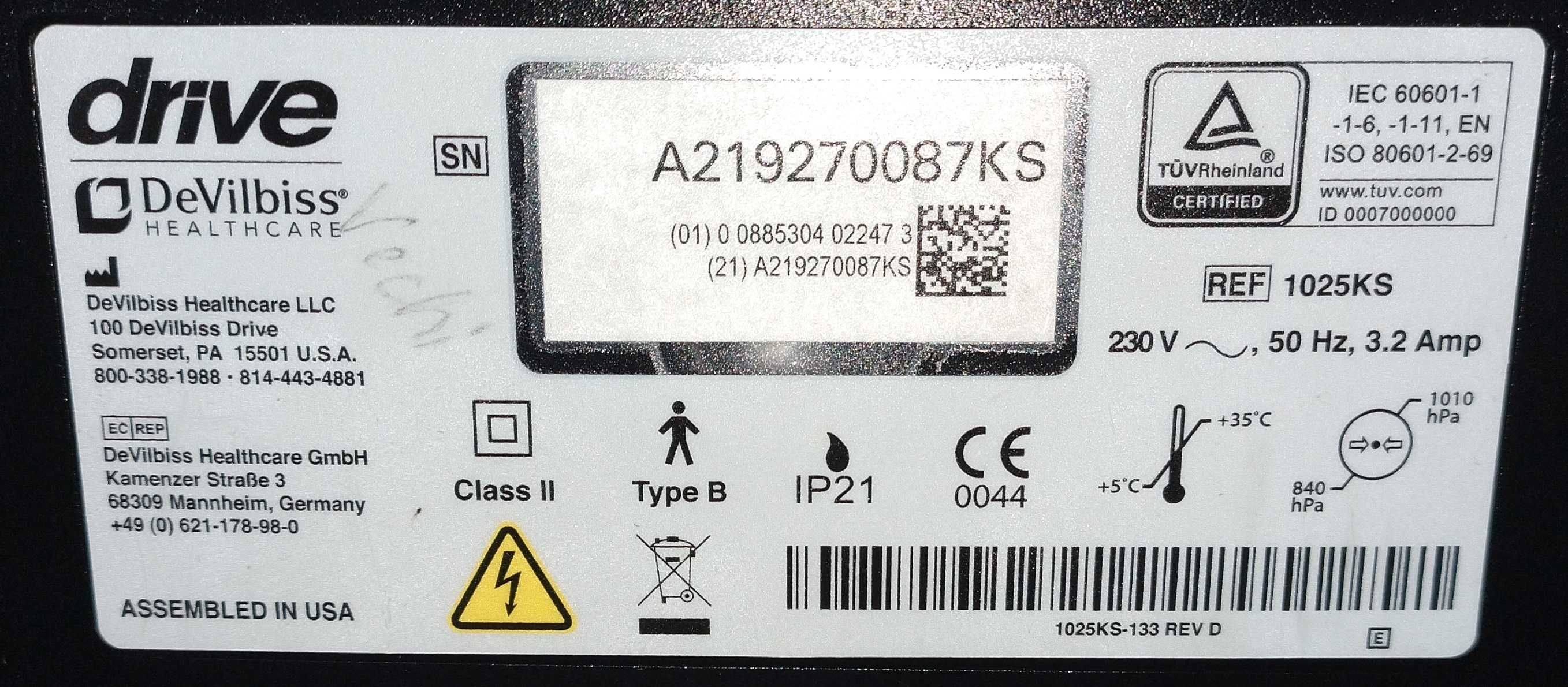Concentrator Oxigen DeVilbiss 1025KS (10L/min)