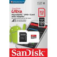 Card de memorie MicroSDXC 512GB Sandisk Ultra UHS-I Clasa 10 A1 U1 Nou