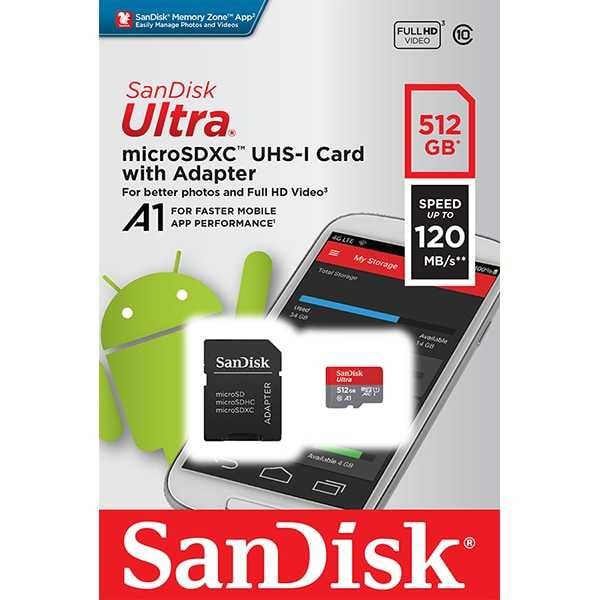 Card de memorie MicroSDXC 512GB Sandisk Ultra UHS-I Clasa 10 A1 U1 Nou