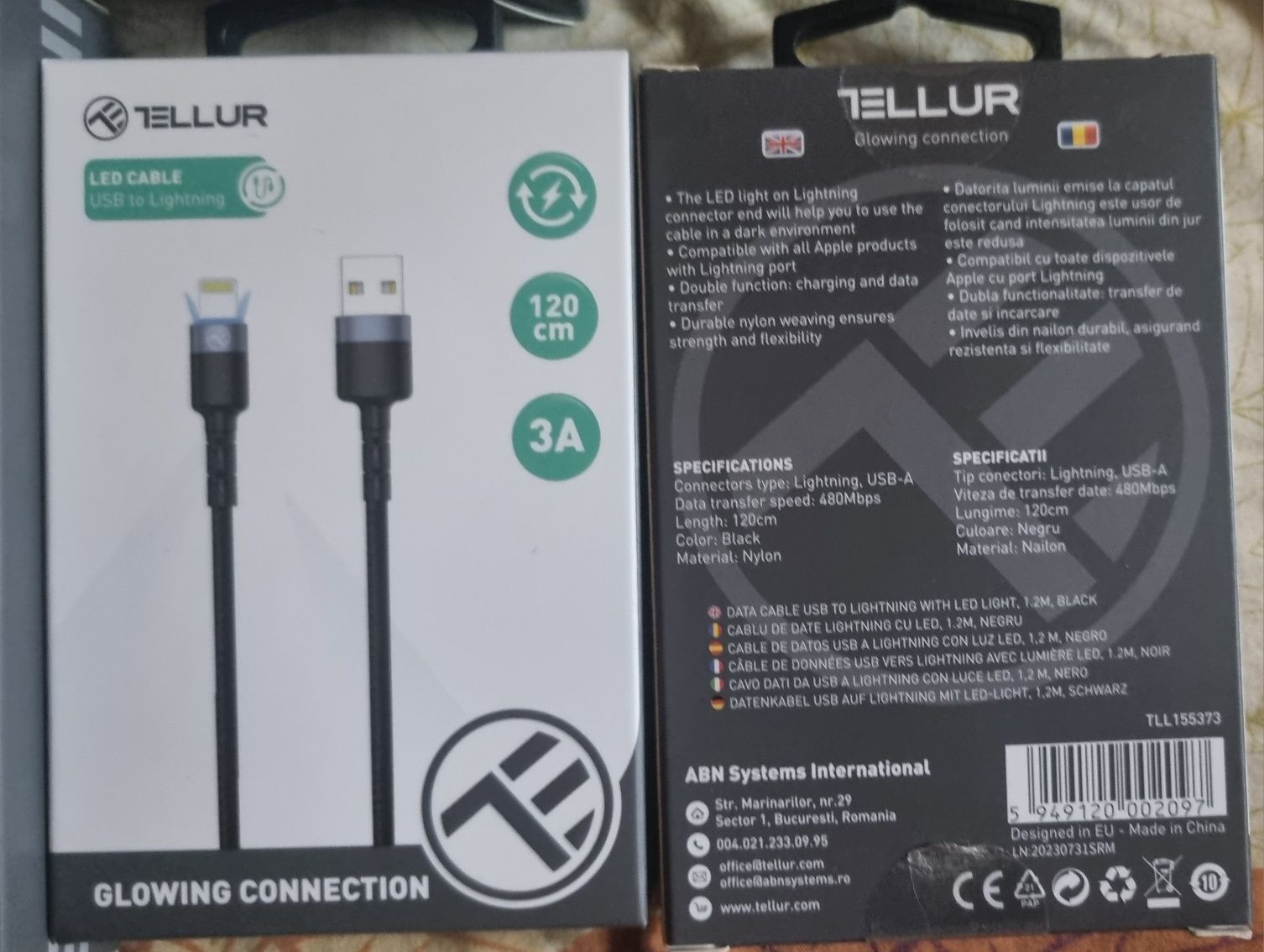 Cablu LED Tellur incarcare type C lightning