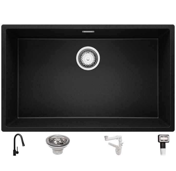 Chiuveta Primagran London 80 negru, montare sub blat (755x450)