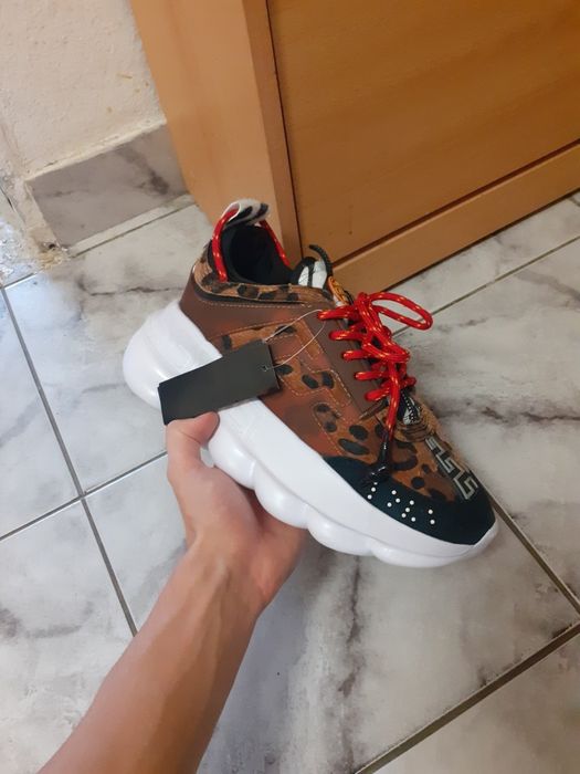 Versace chain reaction leopard print