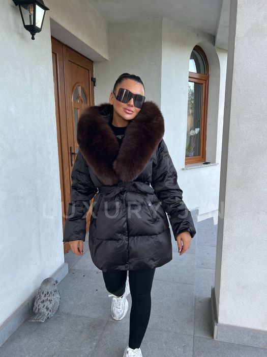 Geaca groasa puf si blana naturala L,Xl