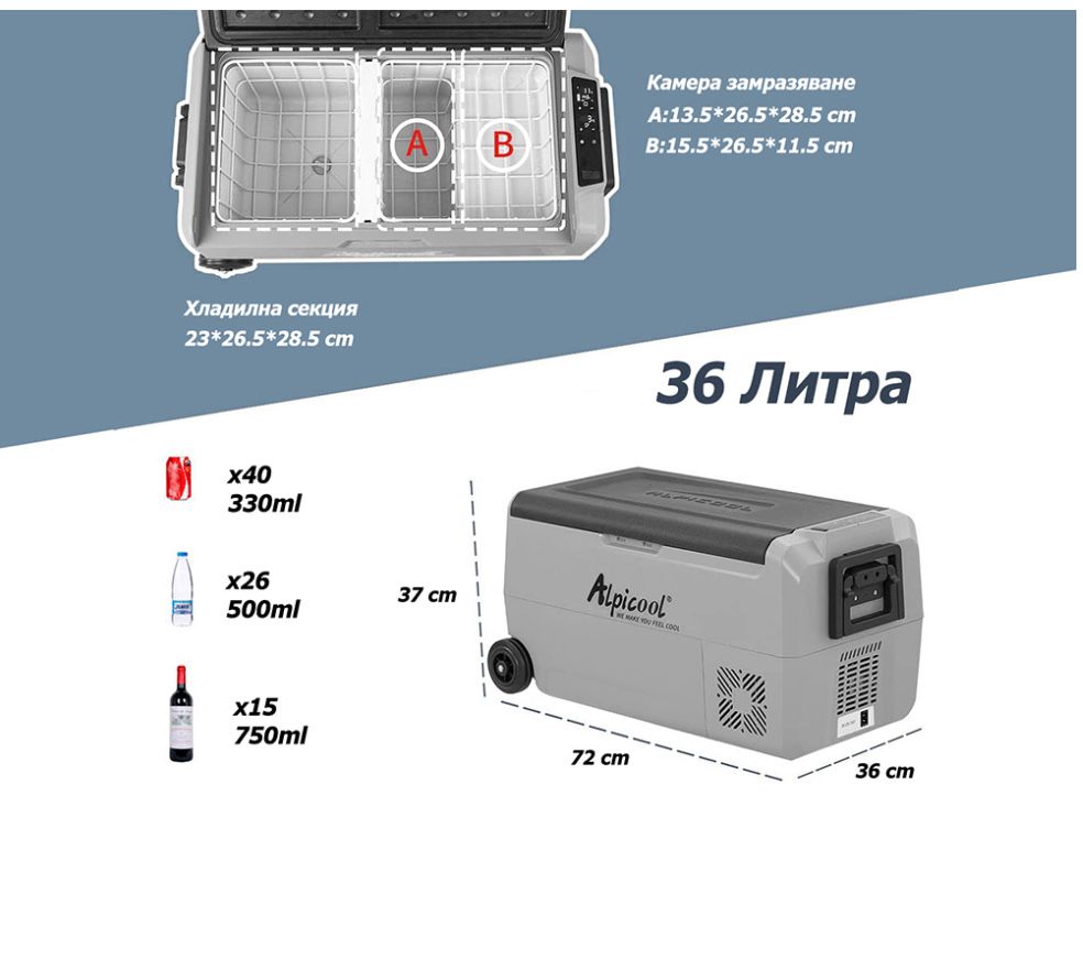 Автохладилник 36л 12-24/100-240V