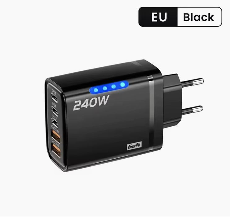 Ultra 3+5*Портови зарядни 200w/240w Super Fast Chargers-Black in color