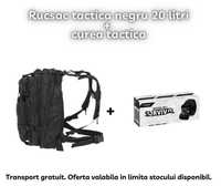 Set rucsac tactic negru 20 litri si curea tactica