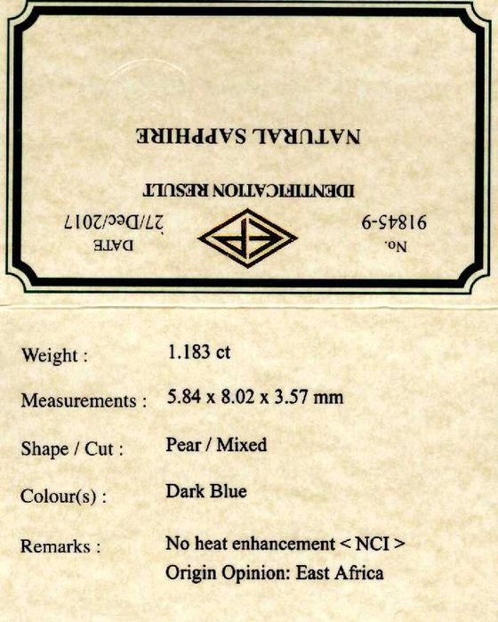 Safire pear 0,64-2,88 ct. cod 8633,8997,9005,9497..9503,9515,9516