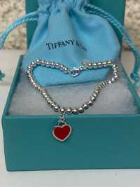 ПРОМО!!! Tiffany Return to Tiffany сребърна гривна червено сърце 18 см