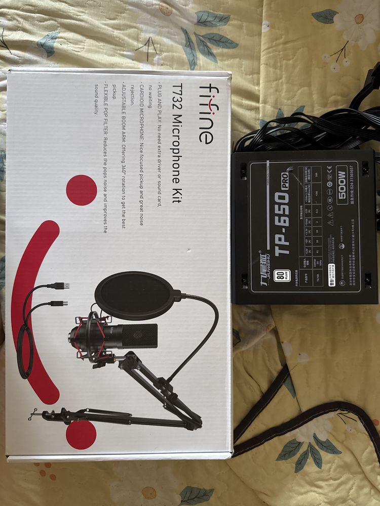 Микрофон Fifine T732 Kit и блок питания jiuweihu на 650w