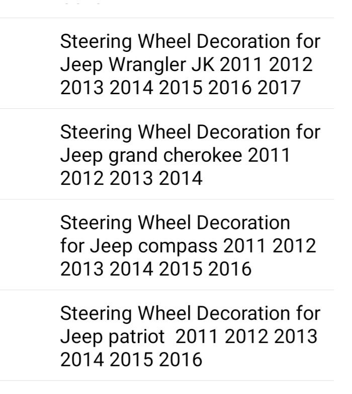 Рингове за волан за Jeep Wrangler, Compass, Patriot, Cherokee