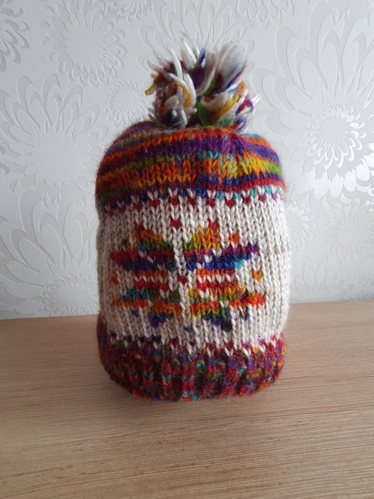 Caciula copii lana cu dublura de polar made in Nepal, handmade