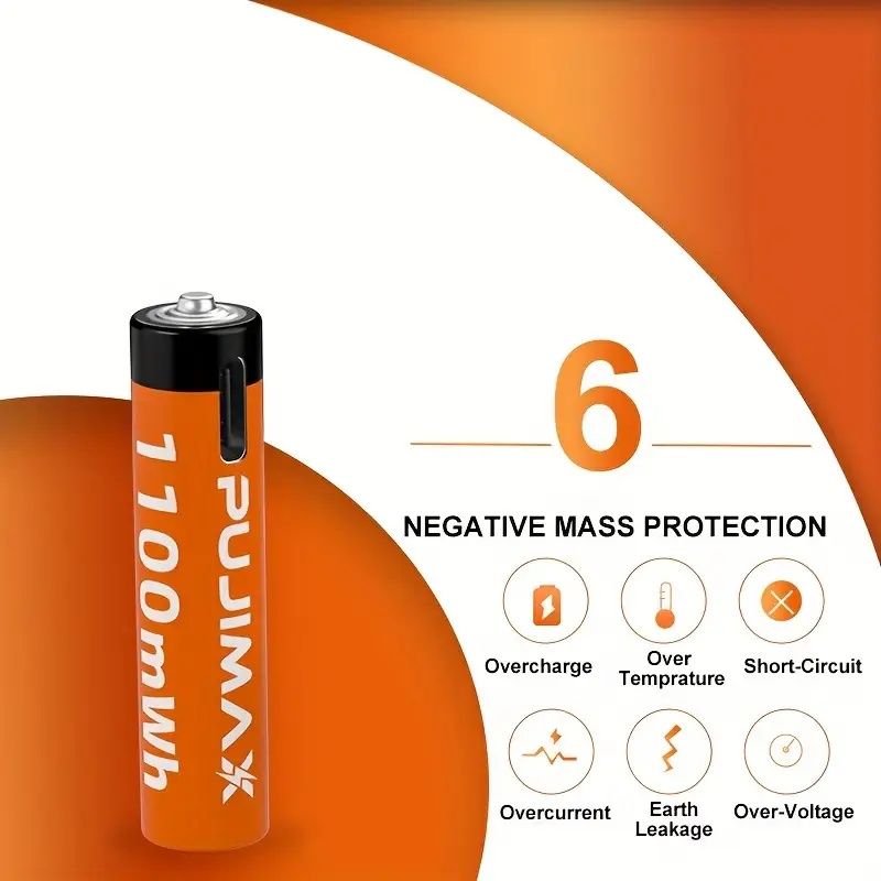 Li-Ion акумулаторна батерия PUJIMAX 1.5V AАА 1100mWh/АА 3400mWh USB-C