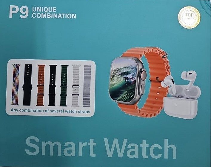 Смарт часовник P9 със слушалки и 7 различни каишки подходящи за всеки