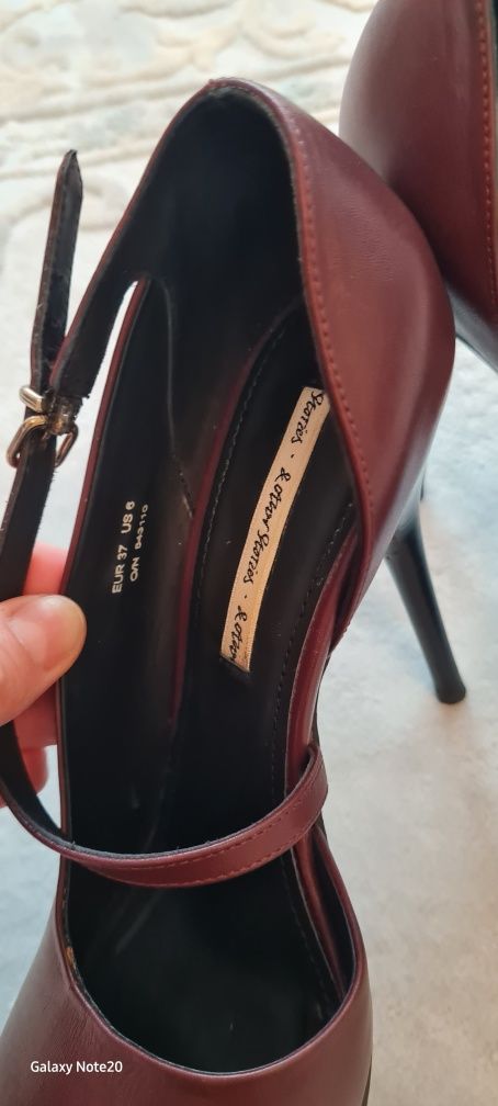 Pantofi piele naturala grena toc inalt m37