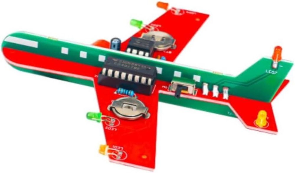 Kit electronic DIY Avion cu LED-uri intermitente montaj educational