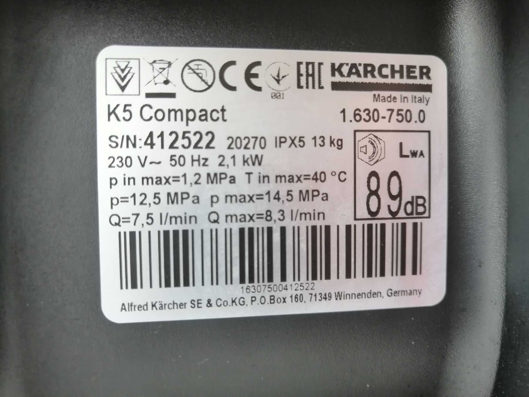 Водоструйка Karcher K5 Compact, 2100W, 20 бара