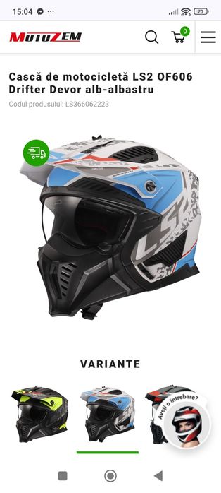 Casca Drifter LS2 OF606 whit blue Noua