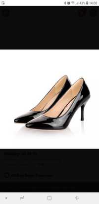 Дамски нови обувки с ток черен лак 40 номер-60лв.