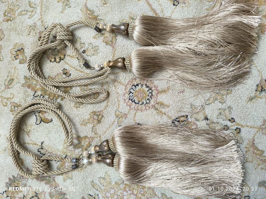 Кисти для штор двойные  беж/бронза