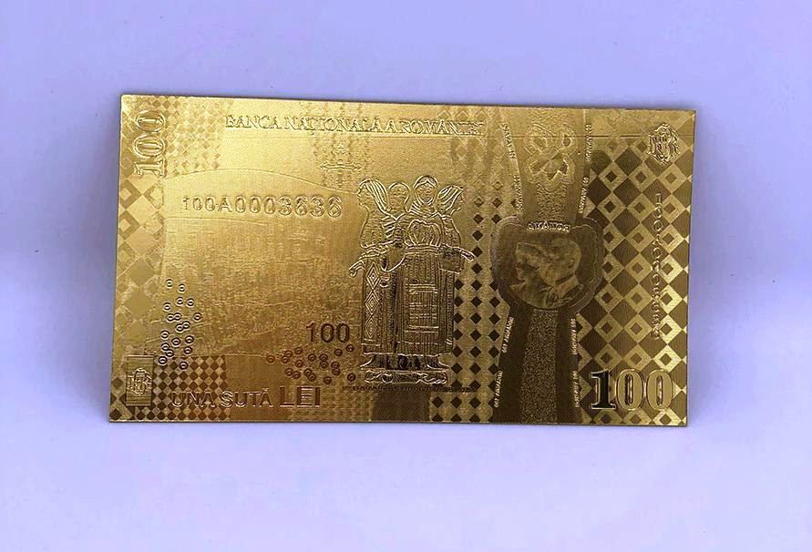 Bancnota 100 lei Centenar Unire aur 24k colectie gold 2018 UNC