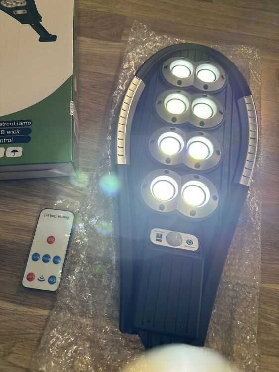 ПРОМО!! LED Улична соларна лампа 8 COB, Водоустойчива, 180w, ДУ