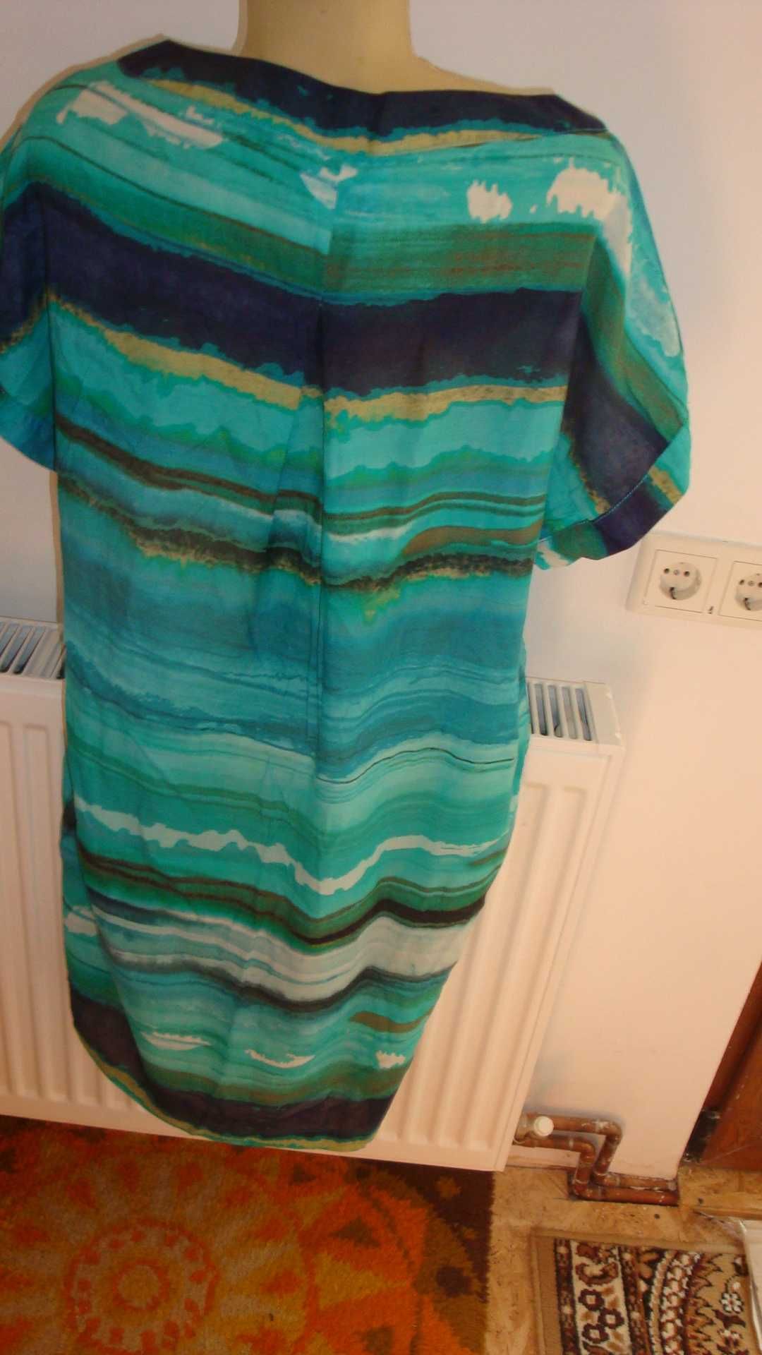 Rochie de vară, plajă, verde, tip tricou, (XL) 42