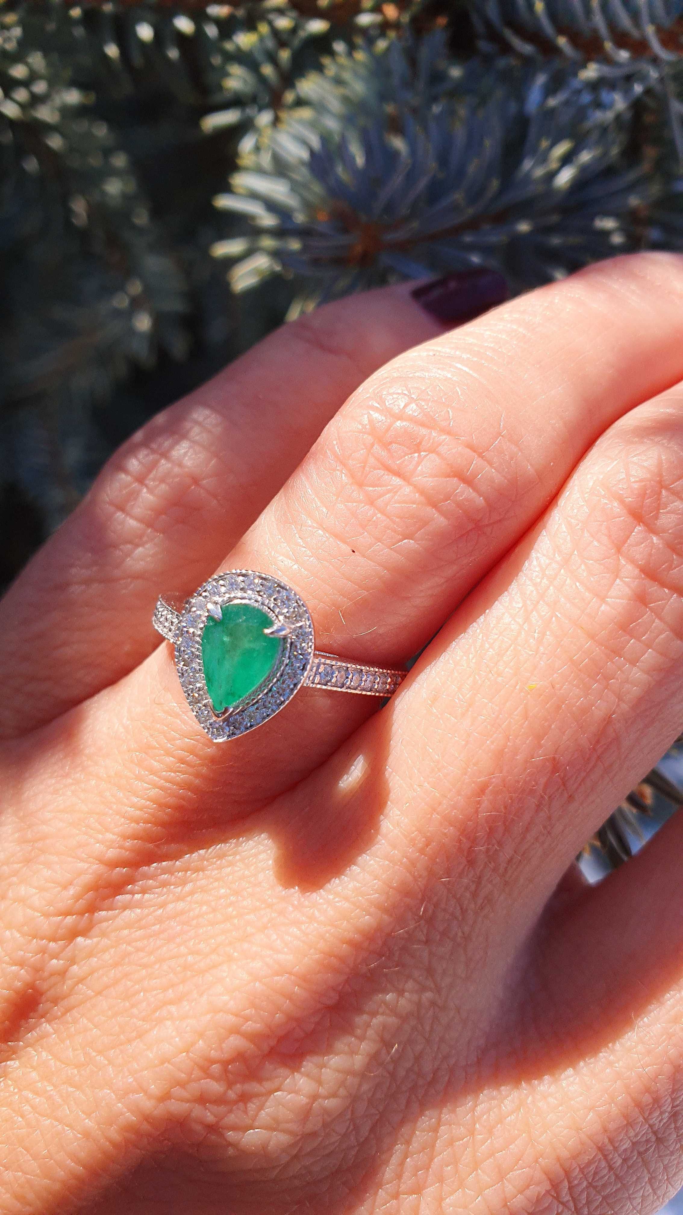 INEL Aur 14 kt cu Emerald Natural Verde si Diamante Naturale
