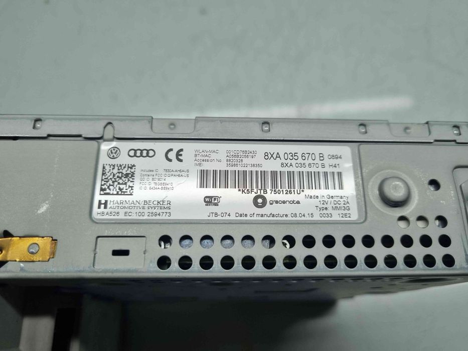 Radio CD cu navigatie Audi A1 Sportback (8XF) [Fabr 2011-2018] 8XA035