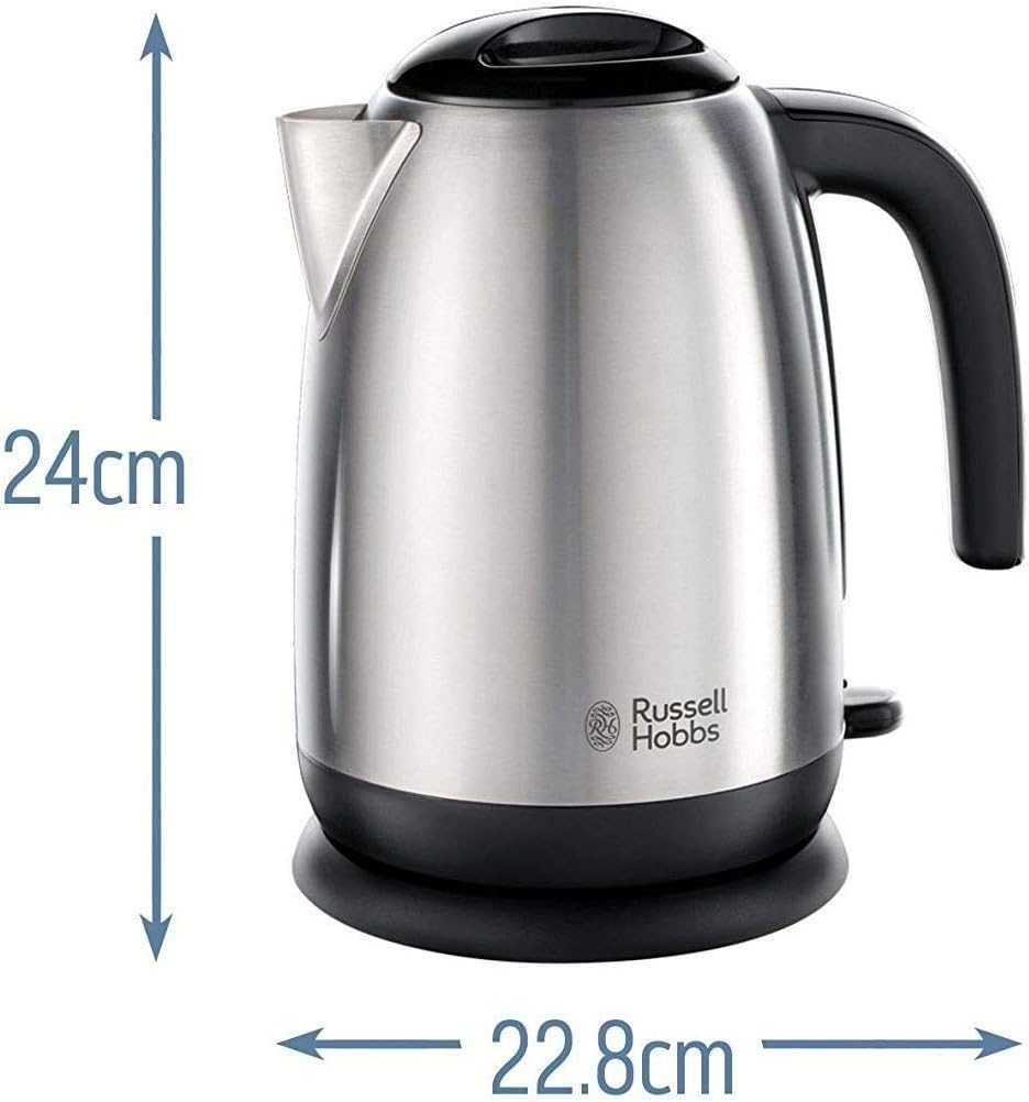 Russell Hobbs безжичен чайник с черна дръжка, бързо кипене 3KW