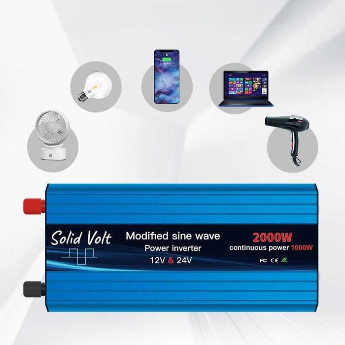 Invertor 1000W/2000W unda modificata, 12V si 24 V
