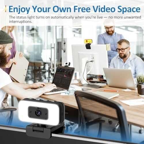Нова USB уеб камера 2K 60fps с шумопотискане, зуум и LED осветление