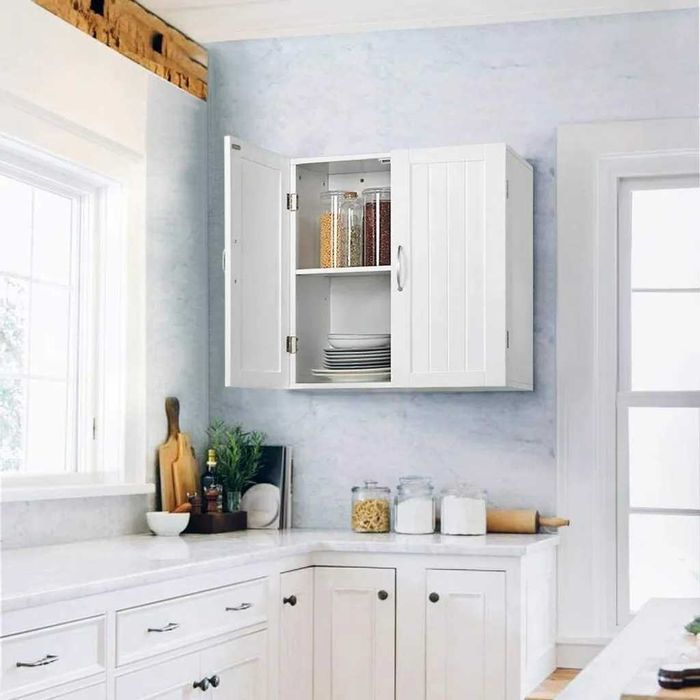 Dulap suspendat MDF, 2 niveluri, usa dubla, alb |R 592548 White