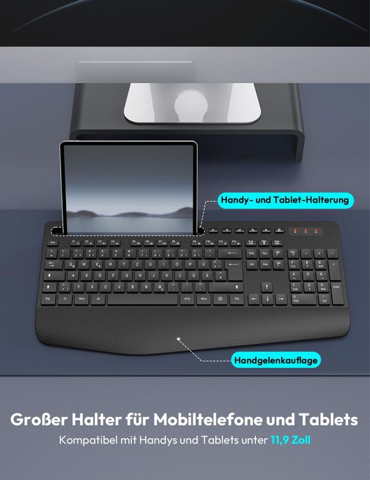 Tastatură wireless cu suport pentru încheietura mâinii Sablute