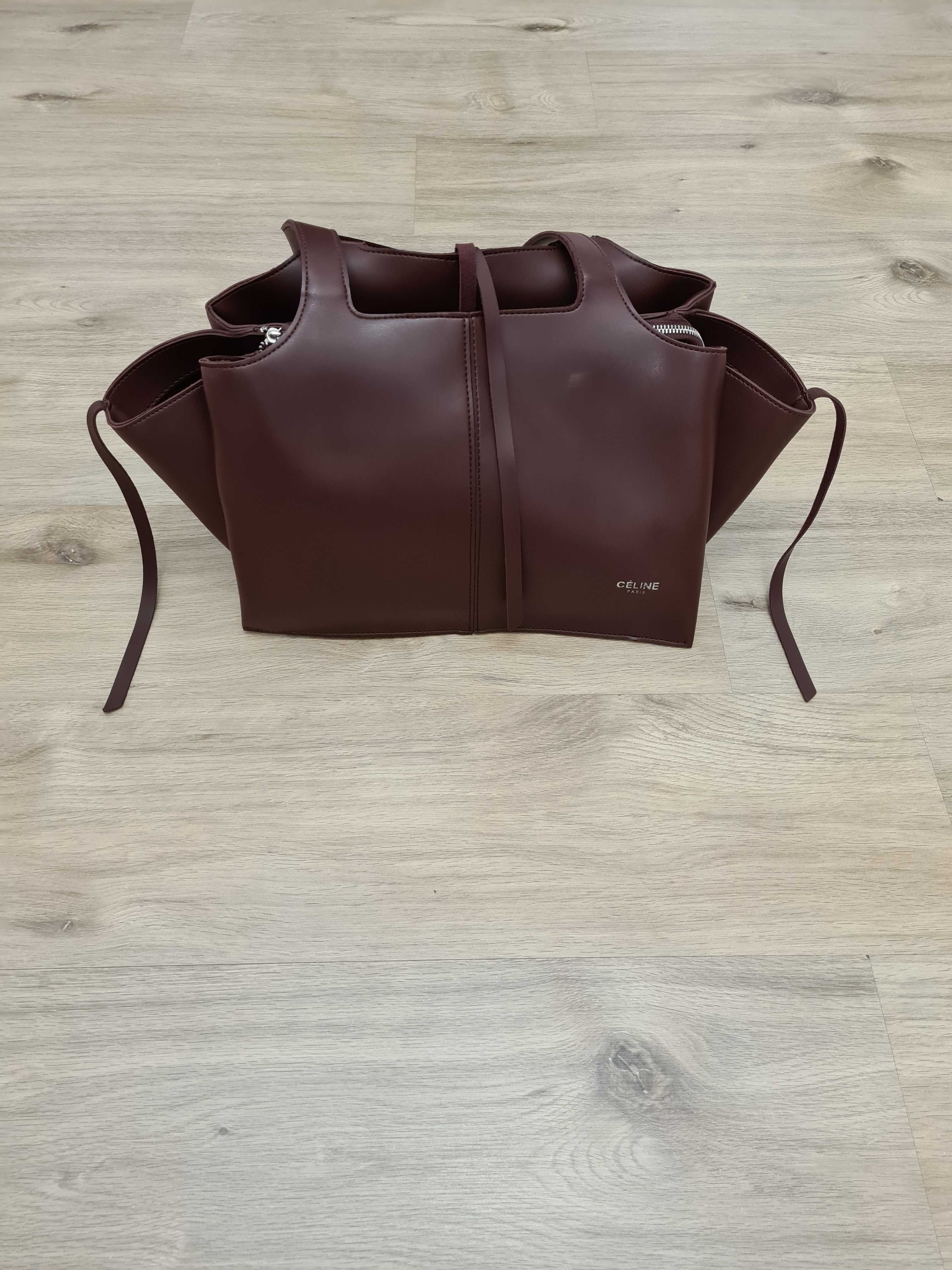 Geanta burgundy trifold