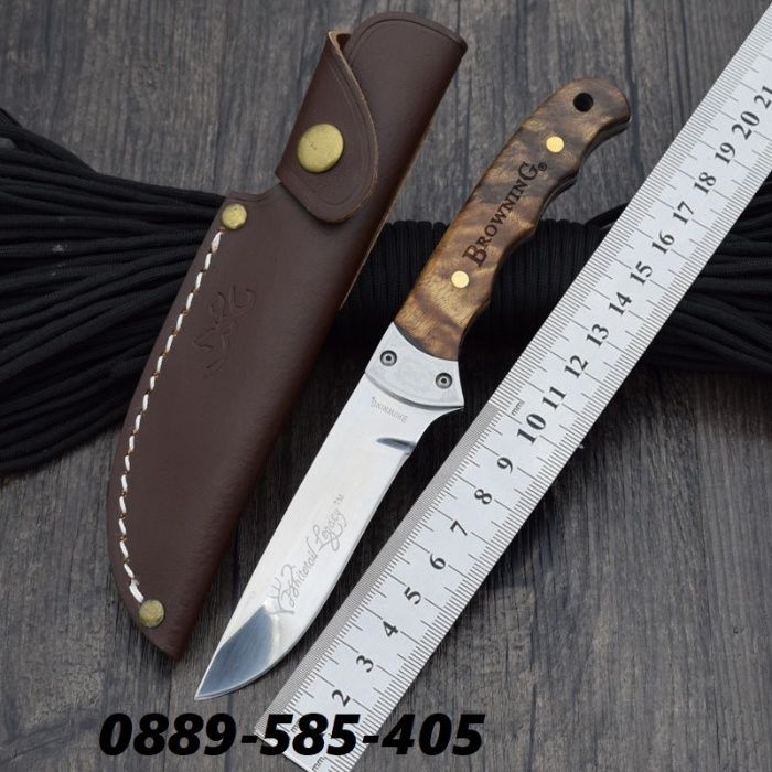 Уникален Ловен / Туристически нож с кожена кания Browning ножове