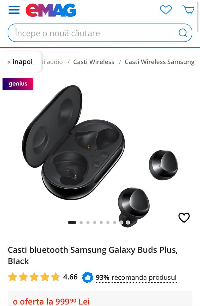 MDM vinde: Casti Samsung Galaxy Buds Plus, Black.