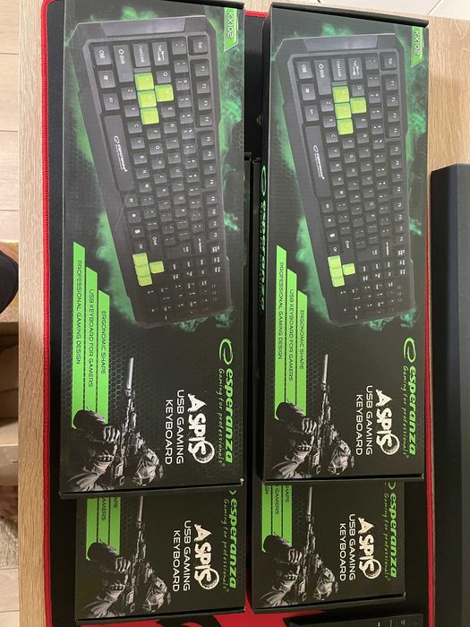 4 bucati Tastatura gaming Aspis Esperanza, interfata USB, Negru/Verde