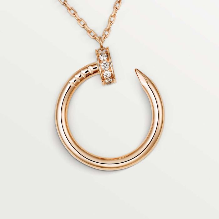 CARTIER Nail Juste un Clou Rose Gold Paved Diamonds Дамско Колие Пирон
