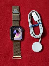 Apple Watch 7 Gps + Cellular, Otel inoxidabil 45mm, Gold, Baterie 100%