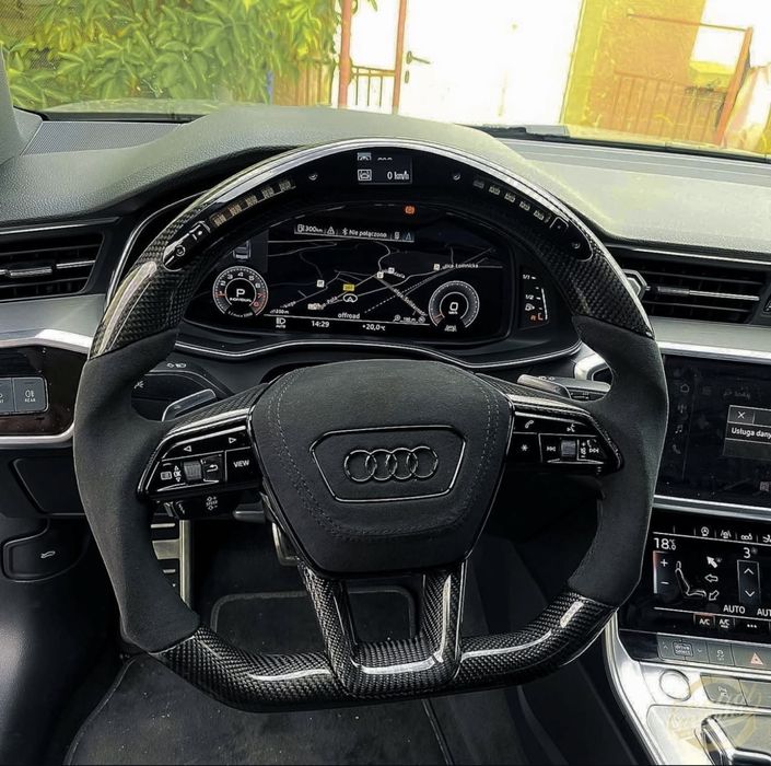 Volan AUDI carbon alcantara RS S Q8 Q7 A4 A5 A6 A7 A8 S5 SQ5 RS5 RS7 S