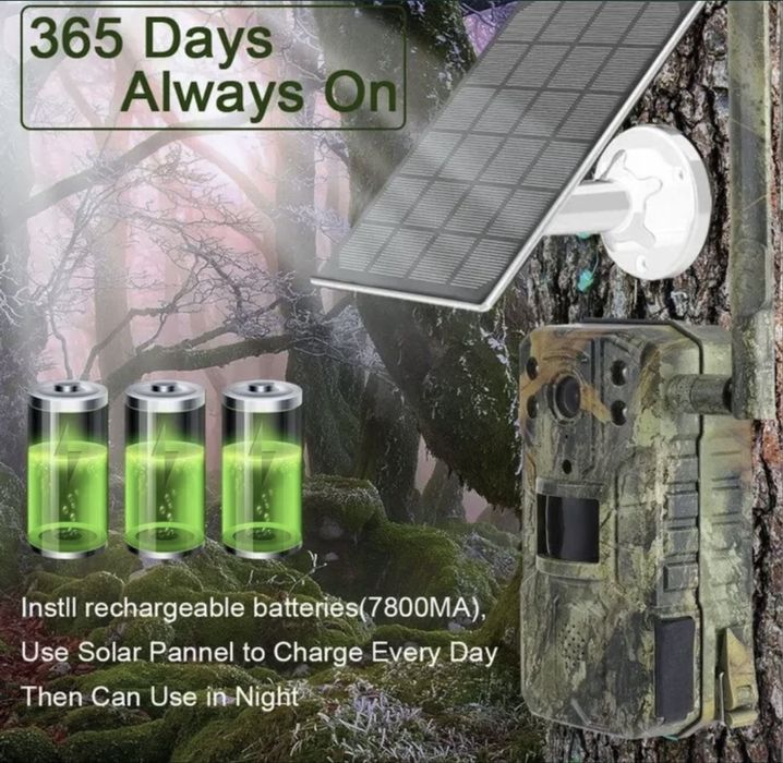 Camera video vanatoare 4G cu SIM si transmitere cu panou solar 3 buc