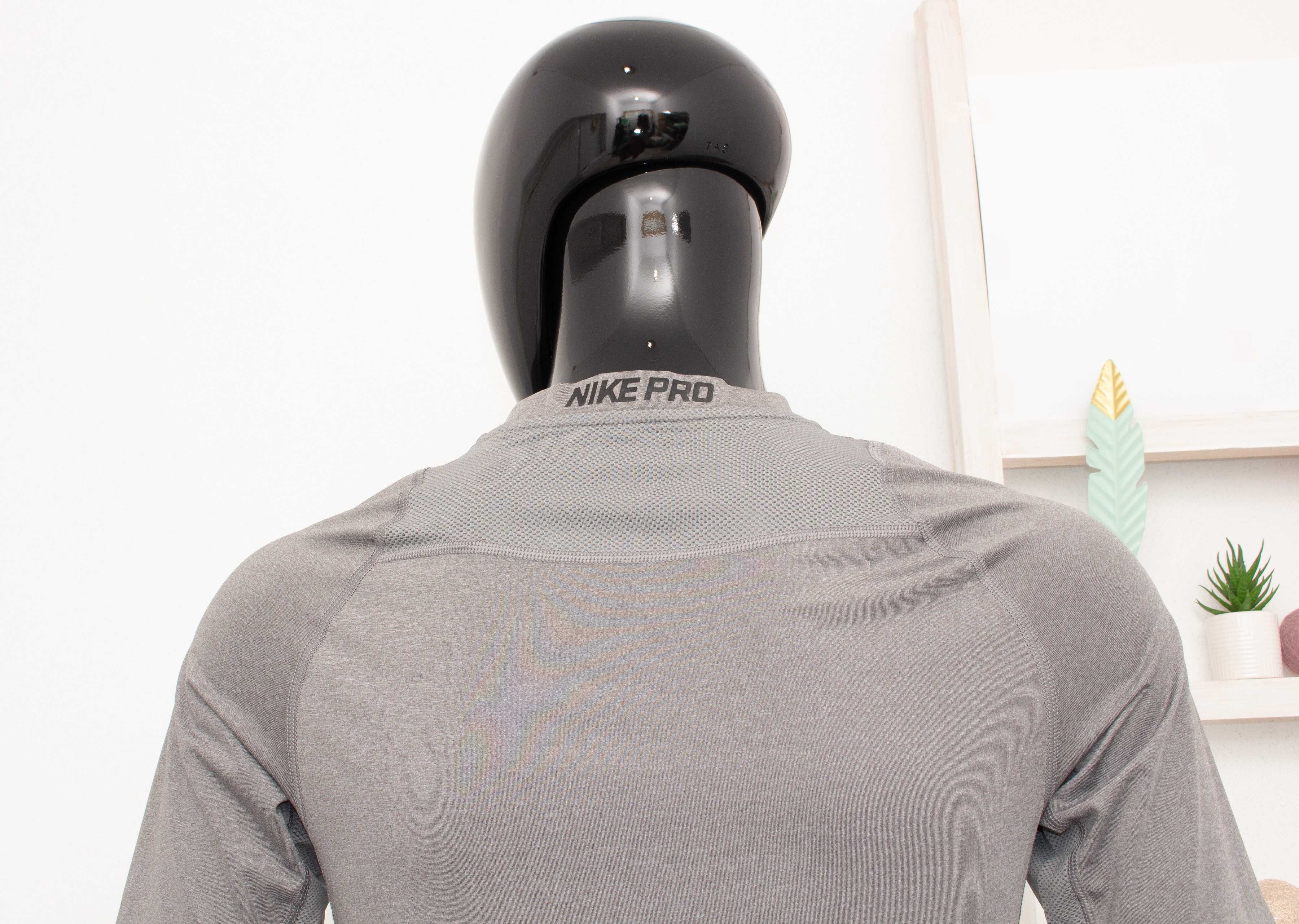 Nike Pro Оригинална Мъжка Блуза къс ръкав сива Dri Fit за фитнес L
